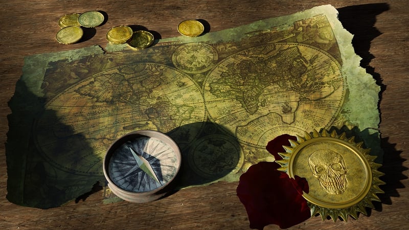 Ancient Map and Compass